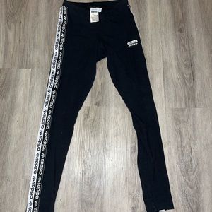 Adidas leggings with logo down both sides size small
